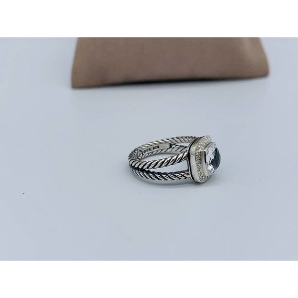David Yurman Petite Albion Ring with White Topaz and Diamonds Size 6 - Picture 4 of 4